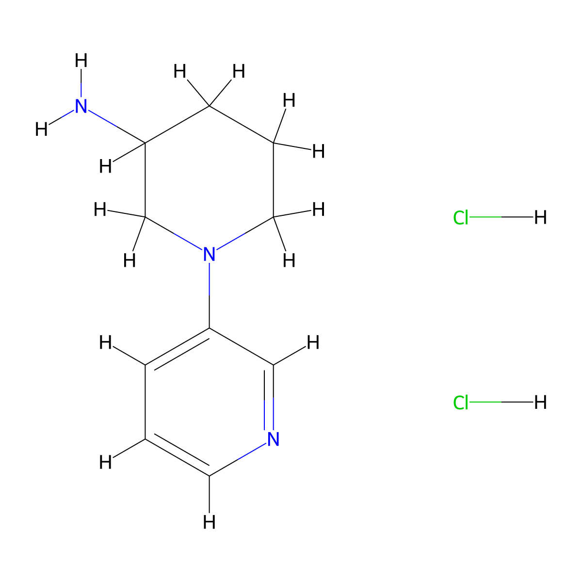 1-(Pyridin-3-yl)piperidin-3-amine dihydrochloride molecular structure, CAS 2728501-51-5