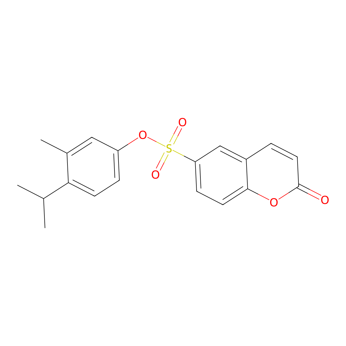 (3-Methyl-4-propan-2-ylphenyl) 2-oxochromene-6-sulfonate molecular structure, CAS 2728546-64-1