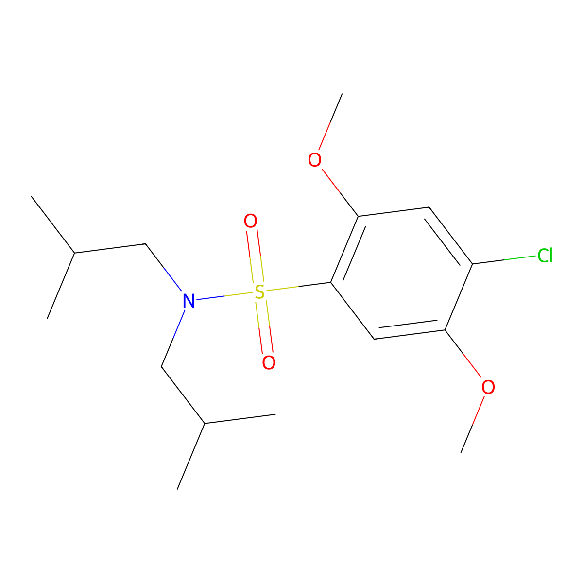 4-chloro-2,5-dimethoxy-N,N-bis(2-methylpropyl)benzenesulfonamide molecular structure, CAS 2728561-45-1