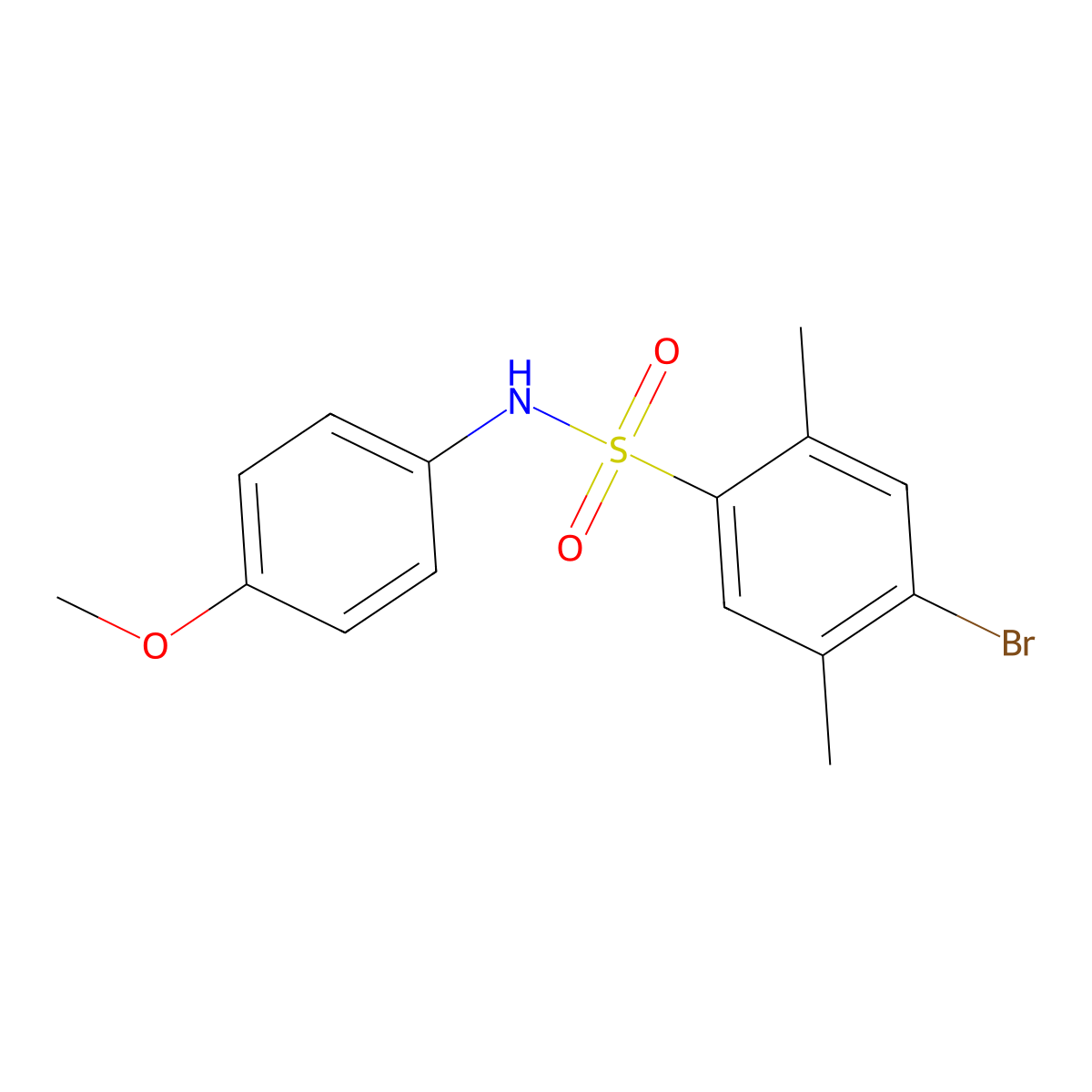 4-bromo-N-(4-methoxyphenyl)-2,5-dimethylbenzenesulfonamide molecular structure, CAS 2728571-57-9