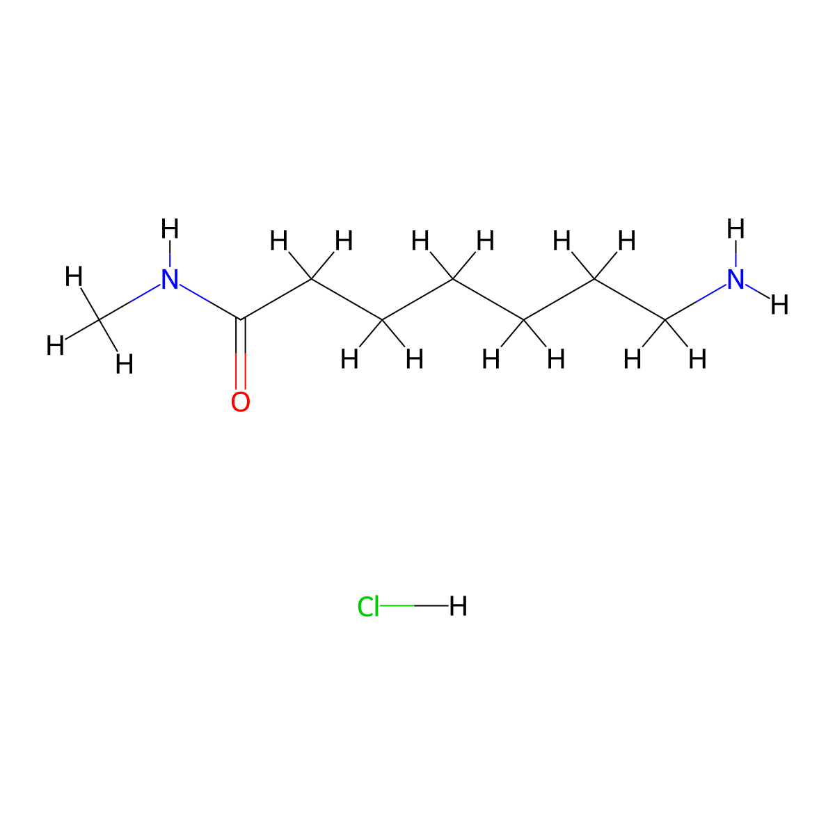 7-amino-N-methylheptanamide hydrochloride molecular structure, CAS 2728573-09-7