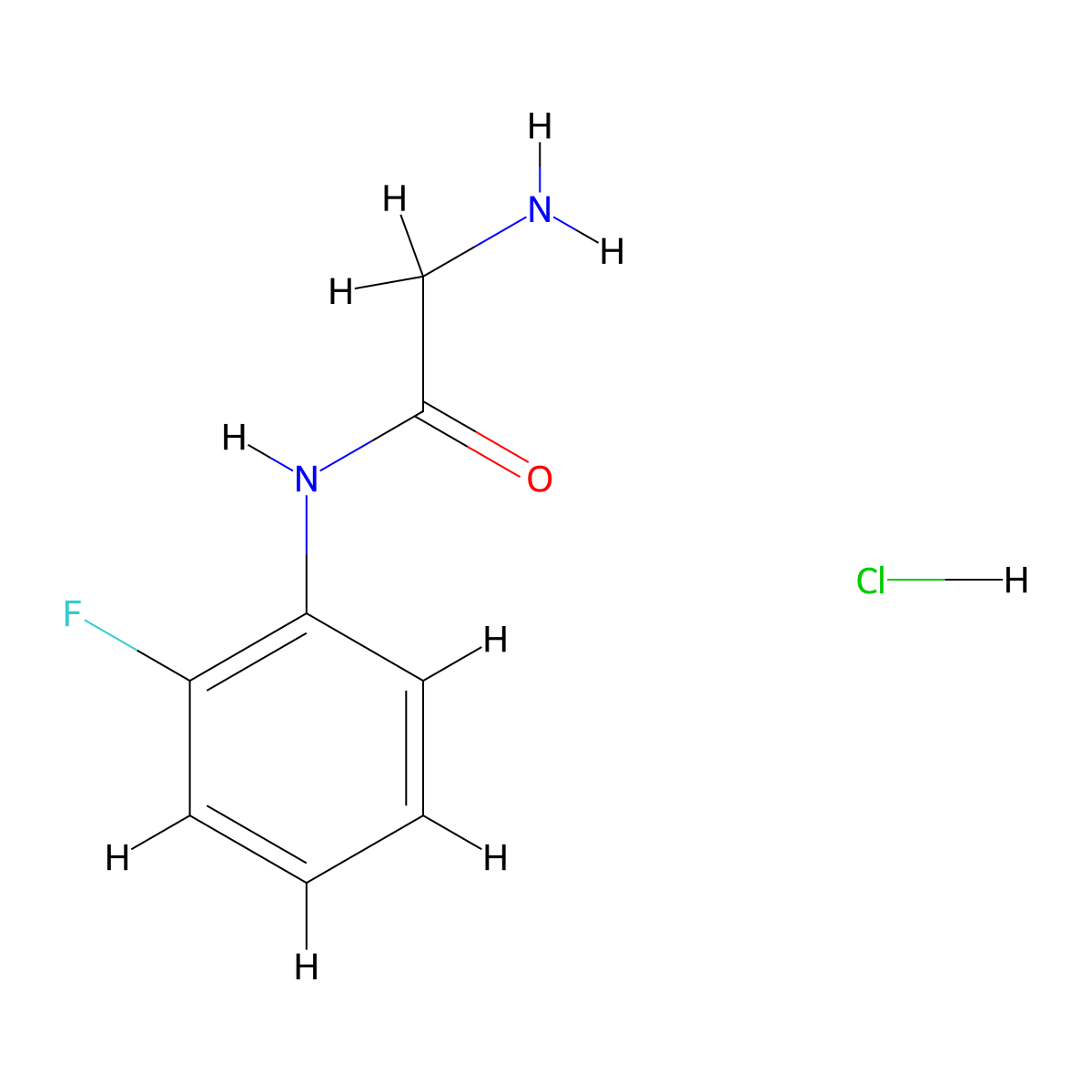 2-amino-N-(2-fluorophenyl)acetamide hydrochloride molecular structure, CAS 2728580-40-1