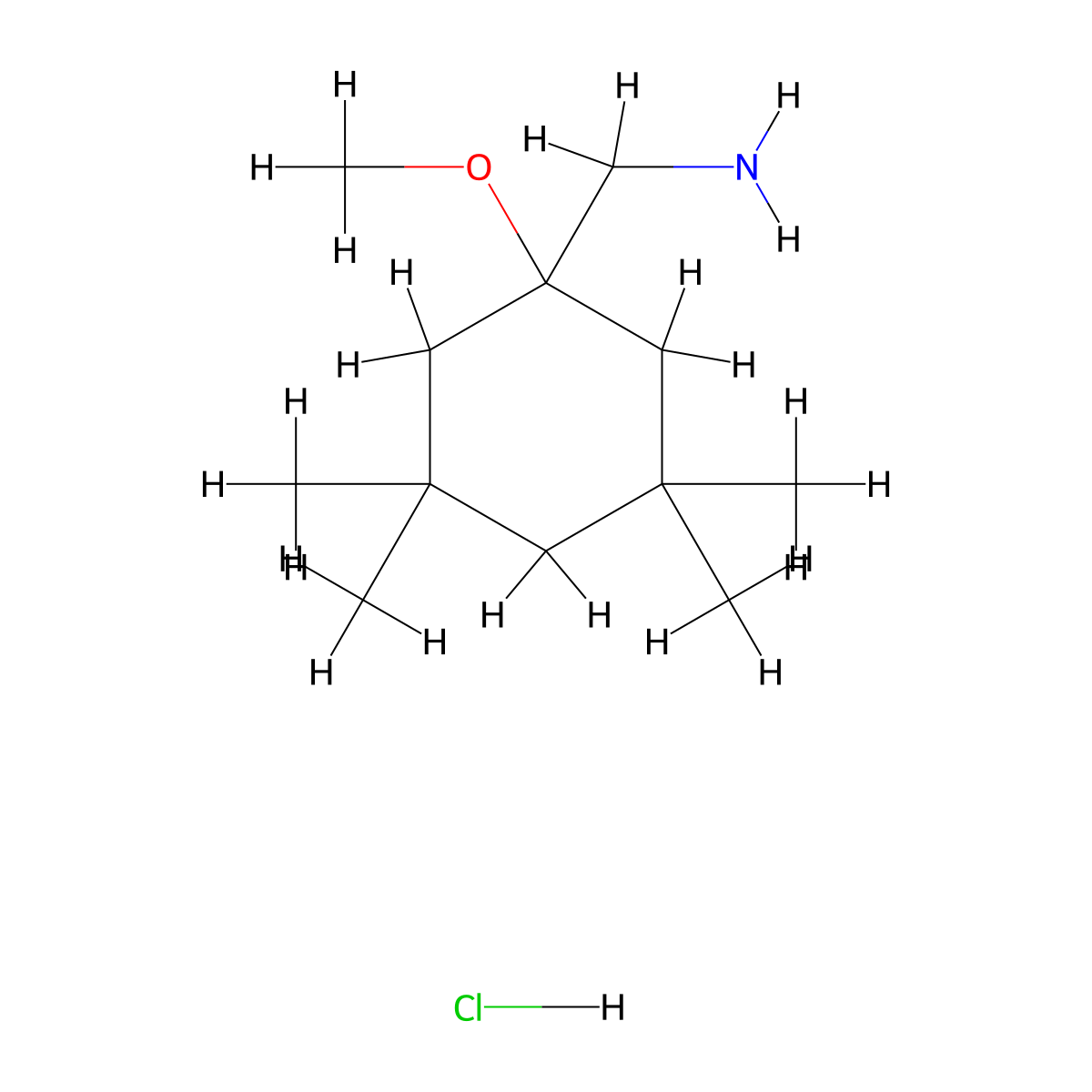1-(1-Methoxy-3,3,5,5-tetramethylcyclohexyl)methanamine hydrochloride molecular structure, CAS 2728584-62-9