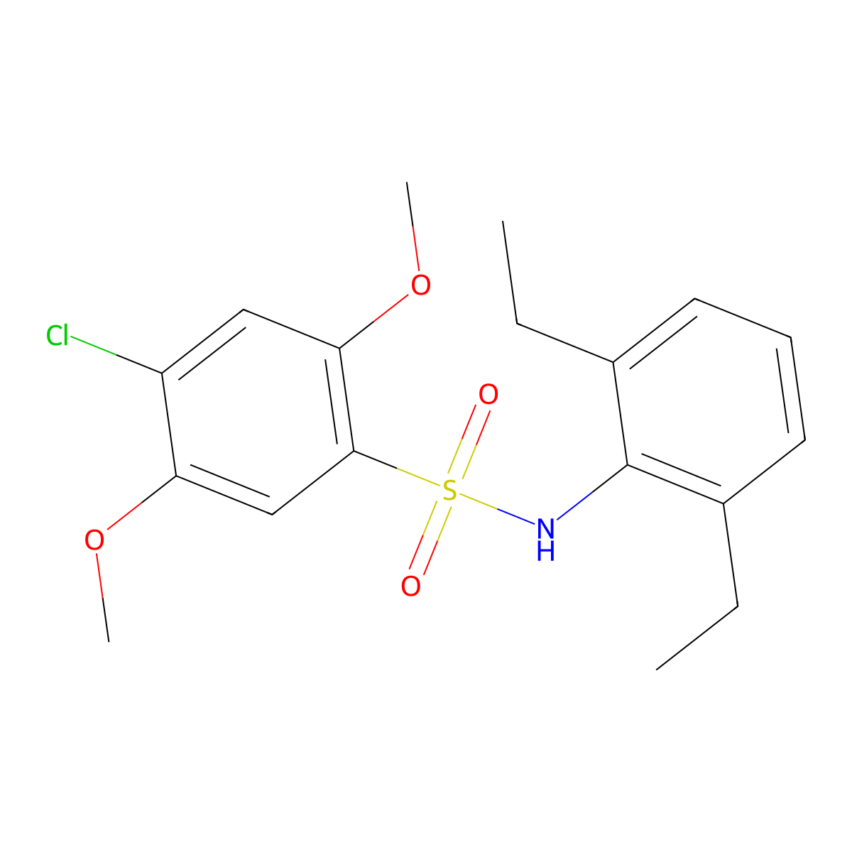 4-chloro-N-(2,6-diethylphenyl)-2,5-dimethoxybenzenesulfonamide molecular structure, CAS 2728619-11-0