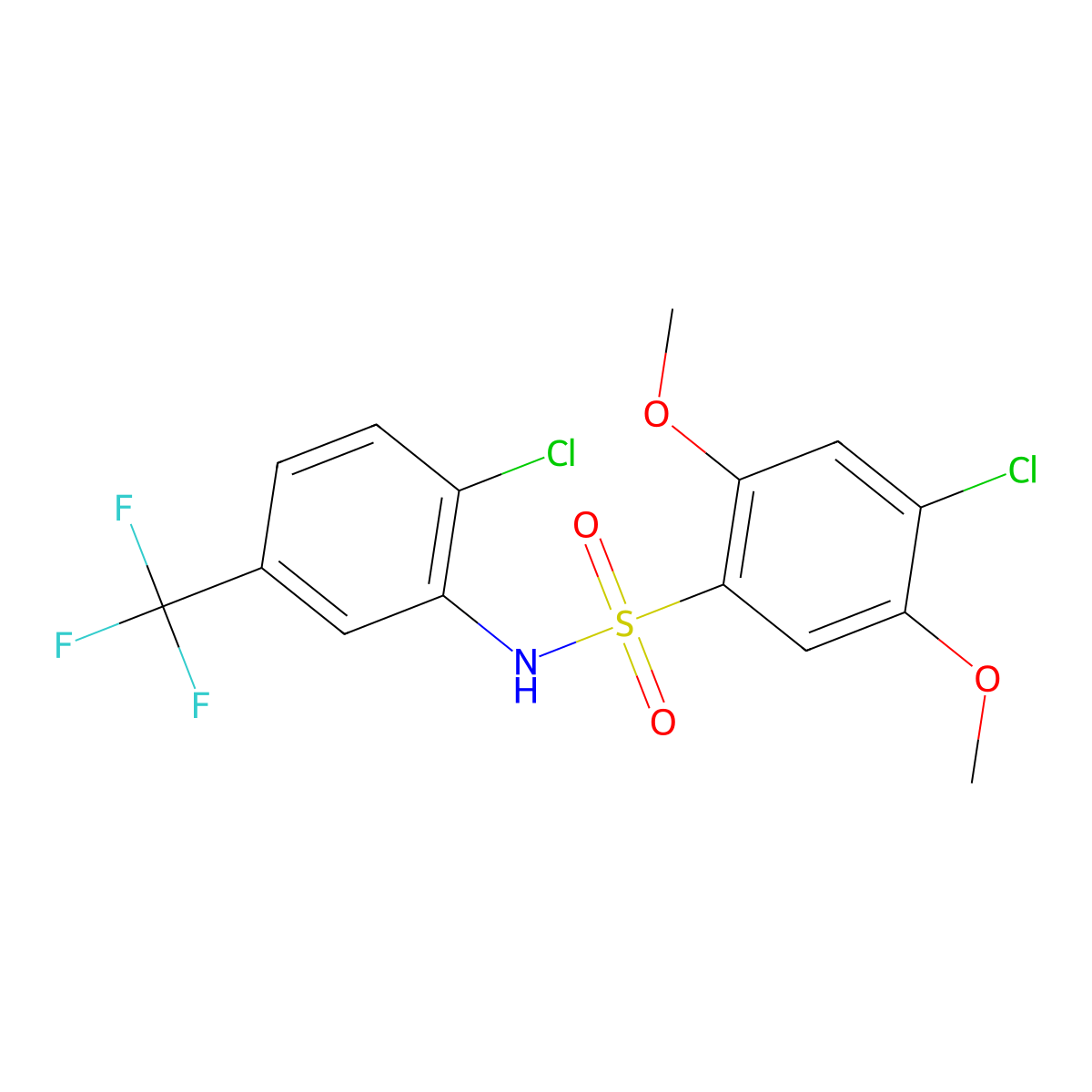4-chloro-N-[2-chloro-5-(trifluoromethyl)phenyl]-2,5-dimethoxybenzenesulfonamide molecular structure, CAS 2728619-17-6
