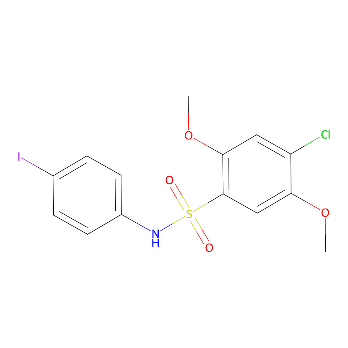 4-chloro-N-(4-iodophenyl)-2,5-dimethoxybenzenesulfonamide molecular structure, CAS 2728619-24-5