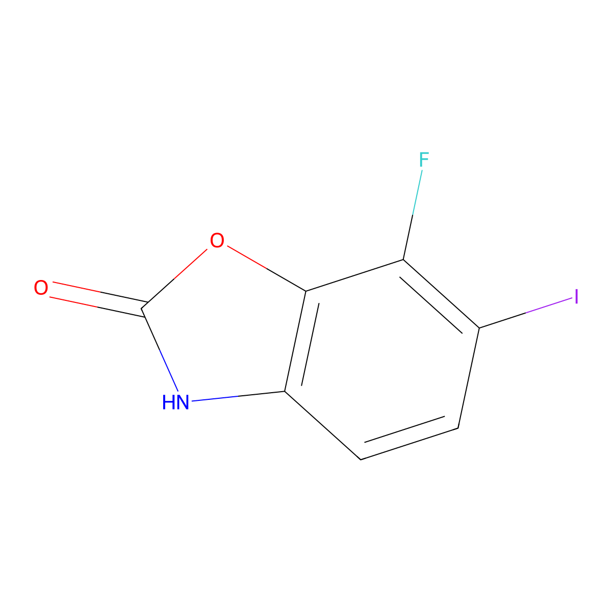 7-Fluoro-6-iodo-2,3-dihydro-1,3-benzoxazol-2-one molecular structure, CAS 2728623-91-2