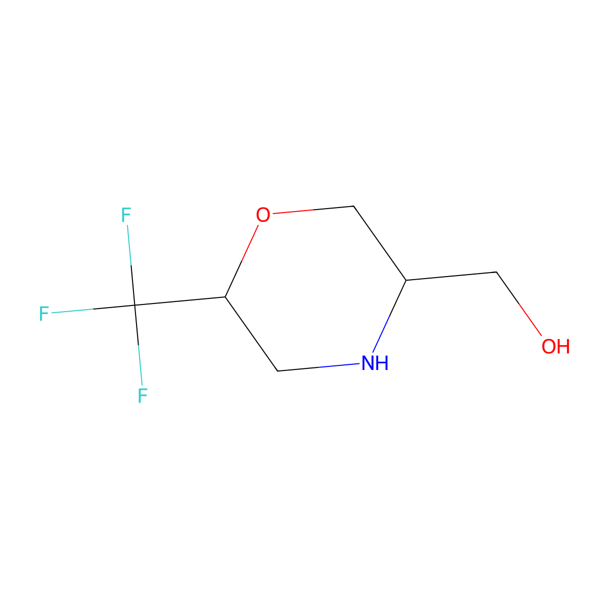 rac-[(3R,6R)-6-(trifluoromethyl)morpholin-3-yl]methanol molecular structure, CAS 2728624-91-5