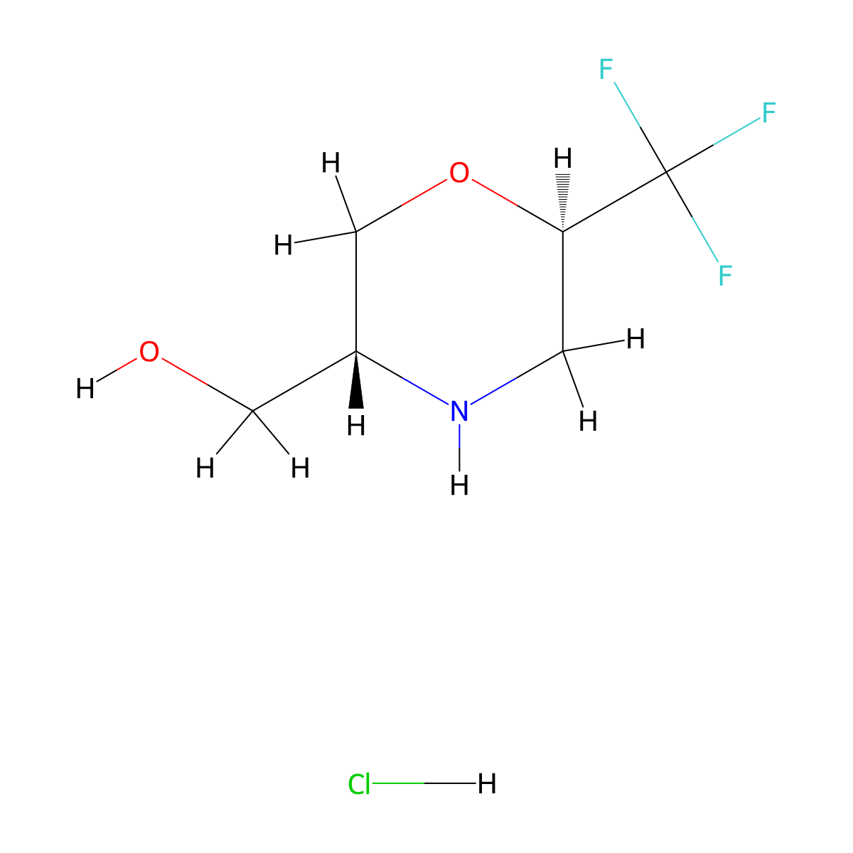 rac-[(3R,6R)-6-(trifluoromethyl)morpholin-3-yl]methanol hydrochloride molecular structure, CAS 2728624-92-6