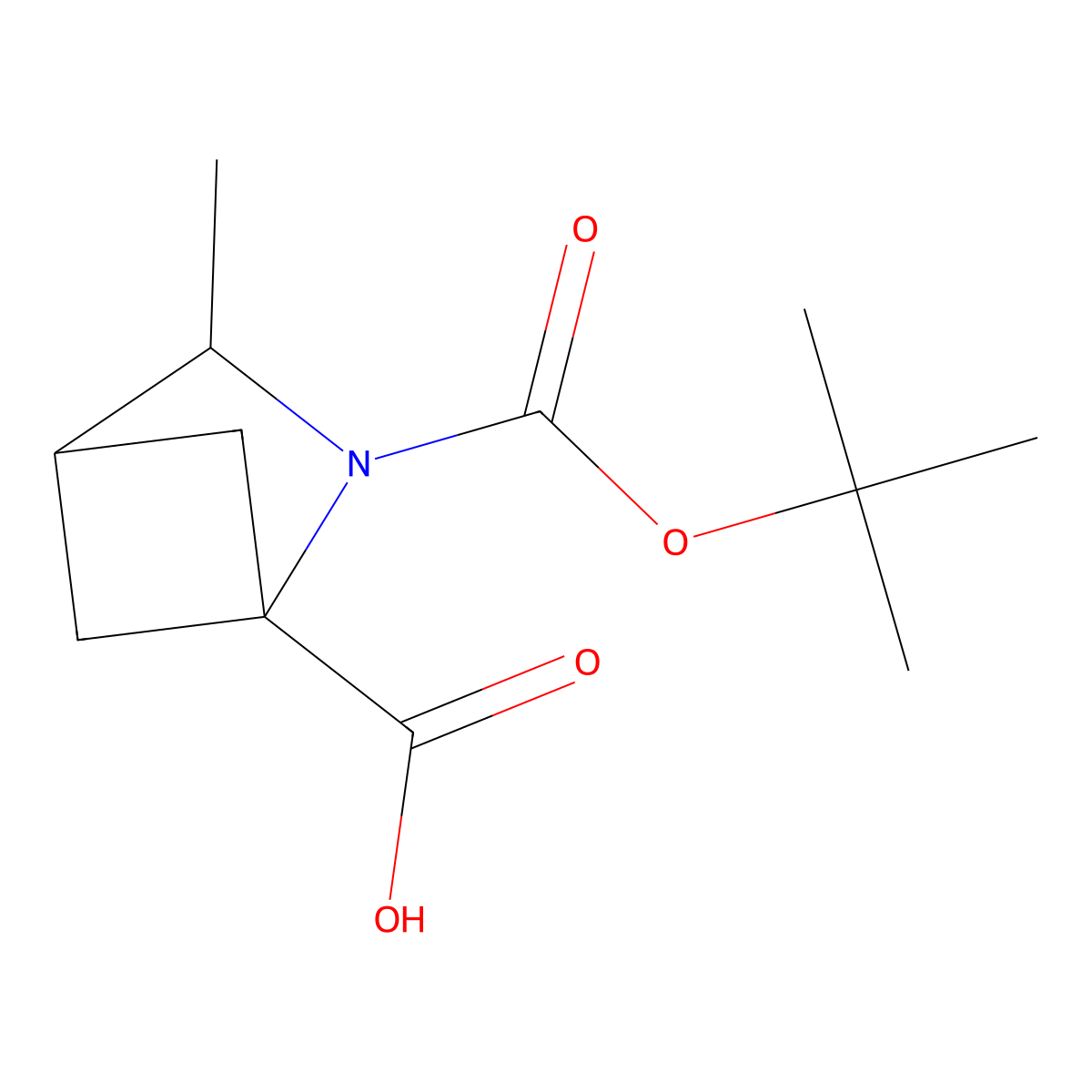 2-((Tert-butoxy)carbonyl)-3-methyl-2-azabicyclo(2.1.1)hexane-1-carboxylic acid molecular structure, CAS 2728630-26-8