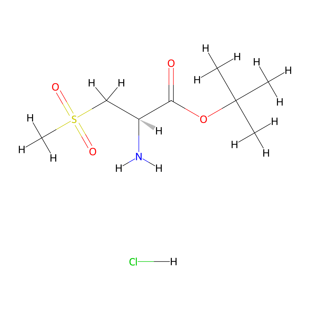 tert-butyl (2R)-2-amino-3-methanesulfonylpropanoate hydrochloride molecular structure, CAS 2728710-03-8