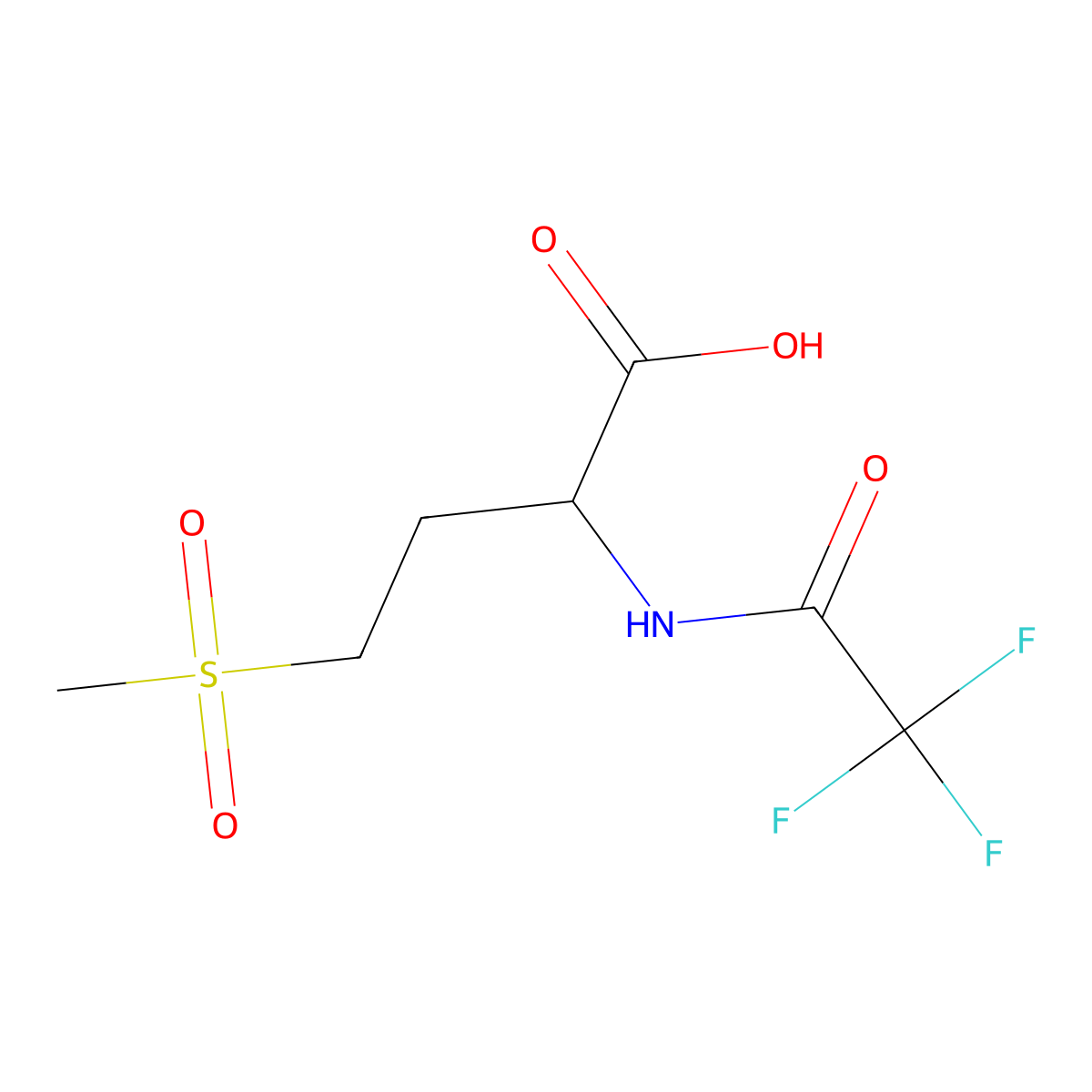 rel-(2R)-4-methanesulfonyl-2-(2,2,2-trifluoroacetamido)butanoic acid molecular structure, CAS 2728710-17-4