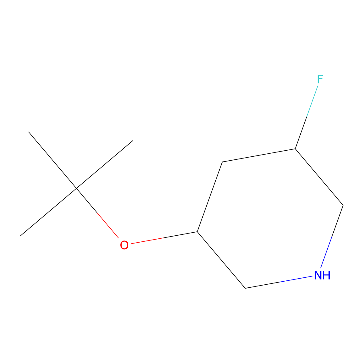 (3R,5R)-3-(tert-butoxy)-5-fluoropiperidine molecular structure, CAS 2728710-19-6