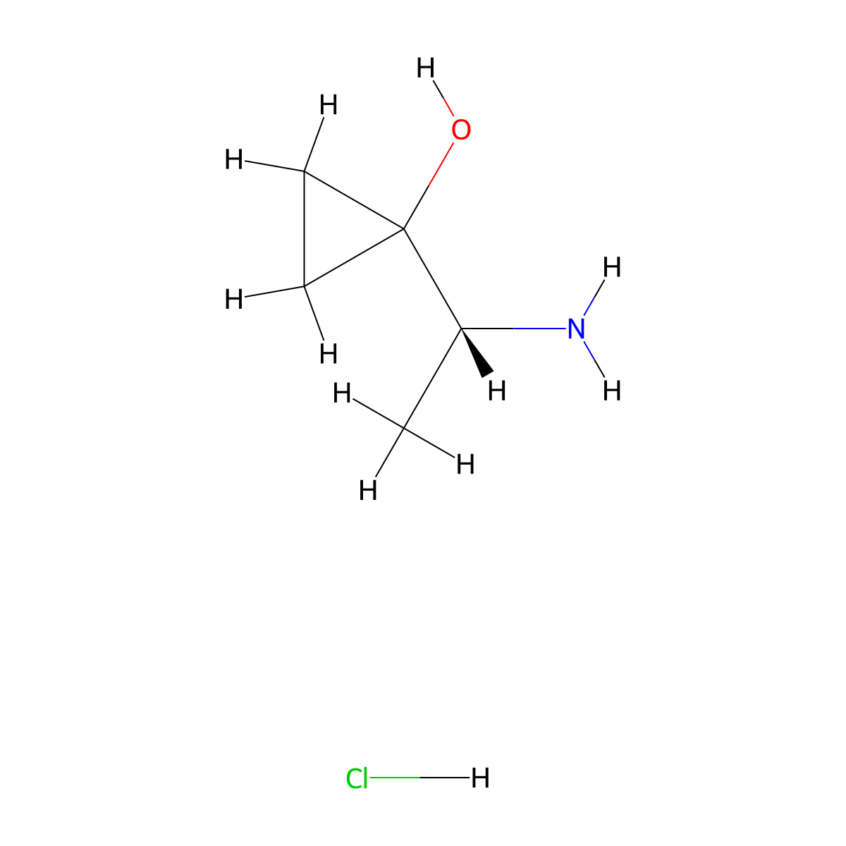 1-[(1R)-1-aminoethyl]cyclopropanol hydrochloride molecular structure, CAS 2728725-05-9