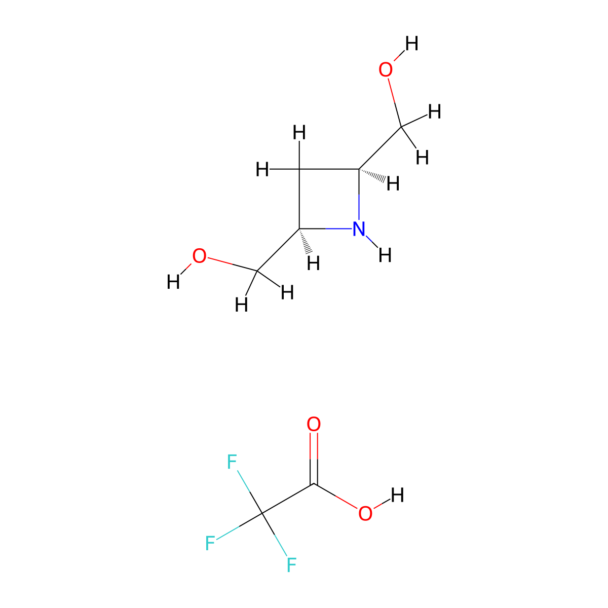 rac-[(2S,4R)-4-(hydroxymethyl)azetidin-2-yl]methanol,trifluoroaceticacid,cis molecular structure, CAS 2728725-24-2