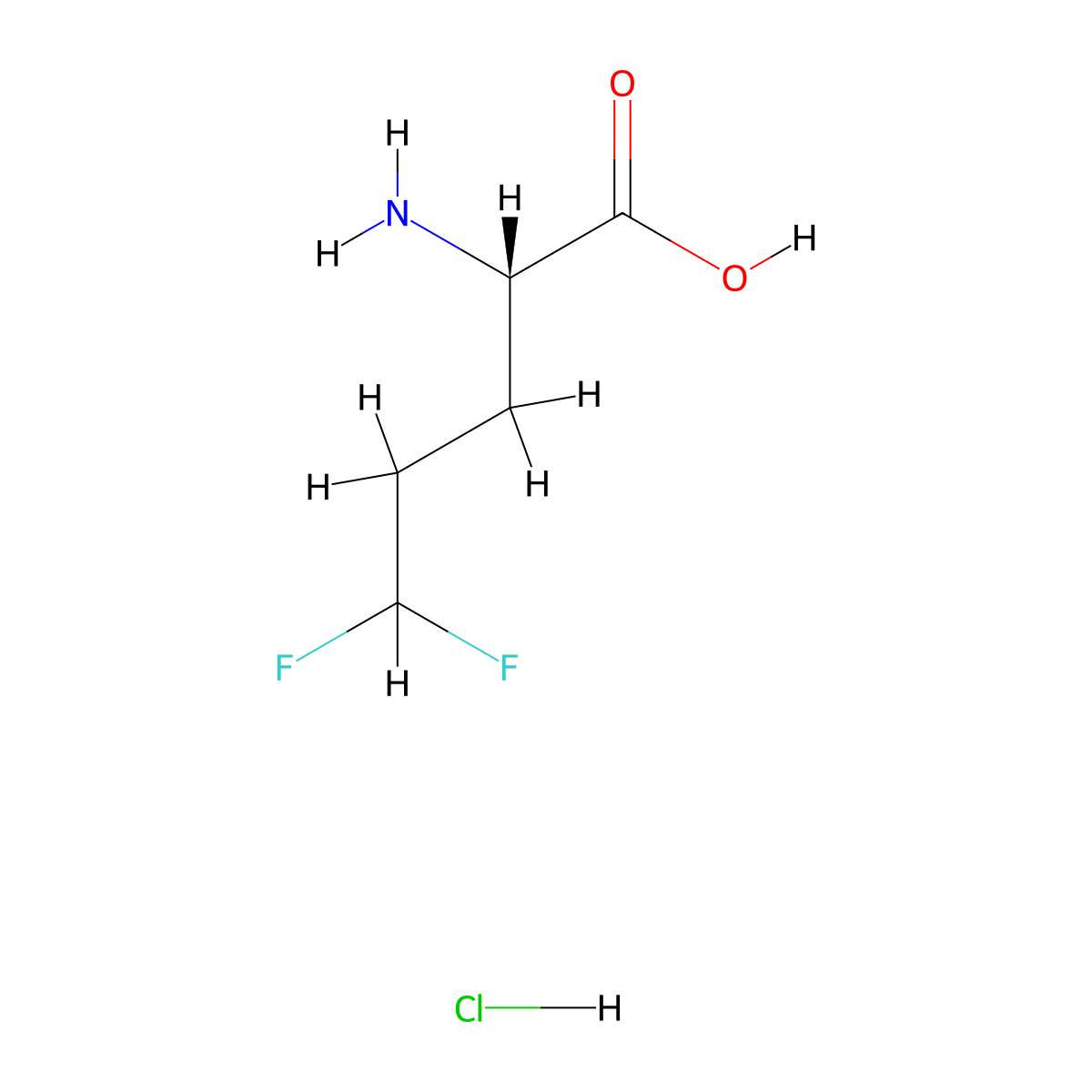 (2S)-2-amino-5,5-difluoropentanoicacidhydrochloride molecular structure, CAS 2728725-48-0