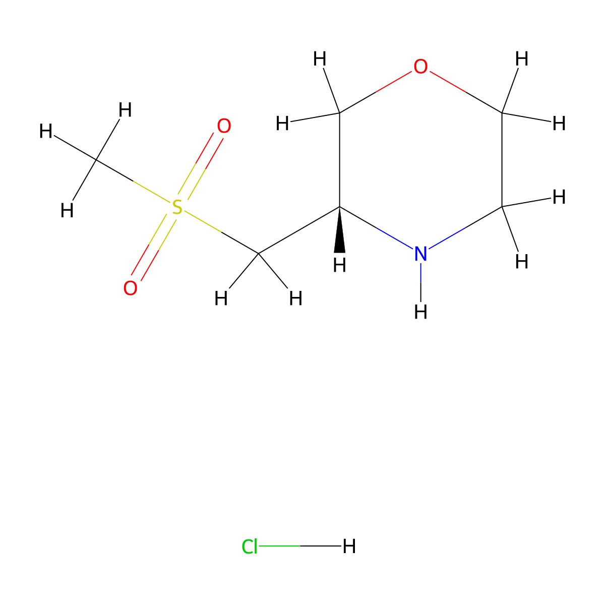 (3S)-3-(methanesulfonylmethyl)morpholine hydrochloride molecular structure, CAS 2728726-16-5