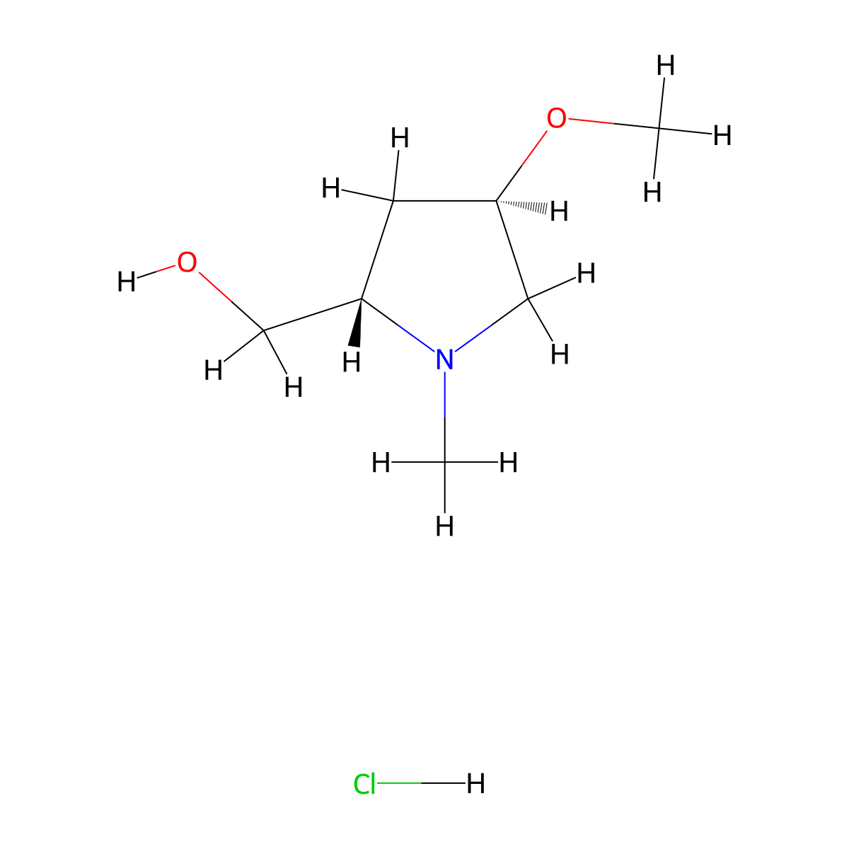 ((2S,4R)-4-methoxy-1-methylpyrrolidin-2-yl)methanol hydrochloride molecular structure, CAS 2728726-18-7