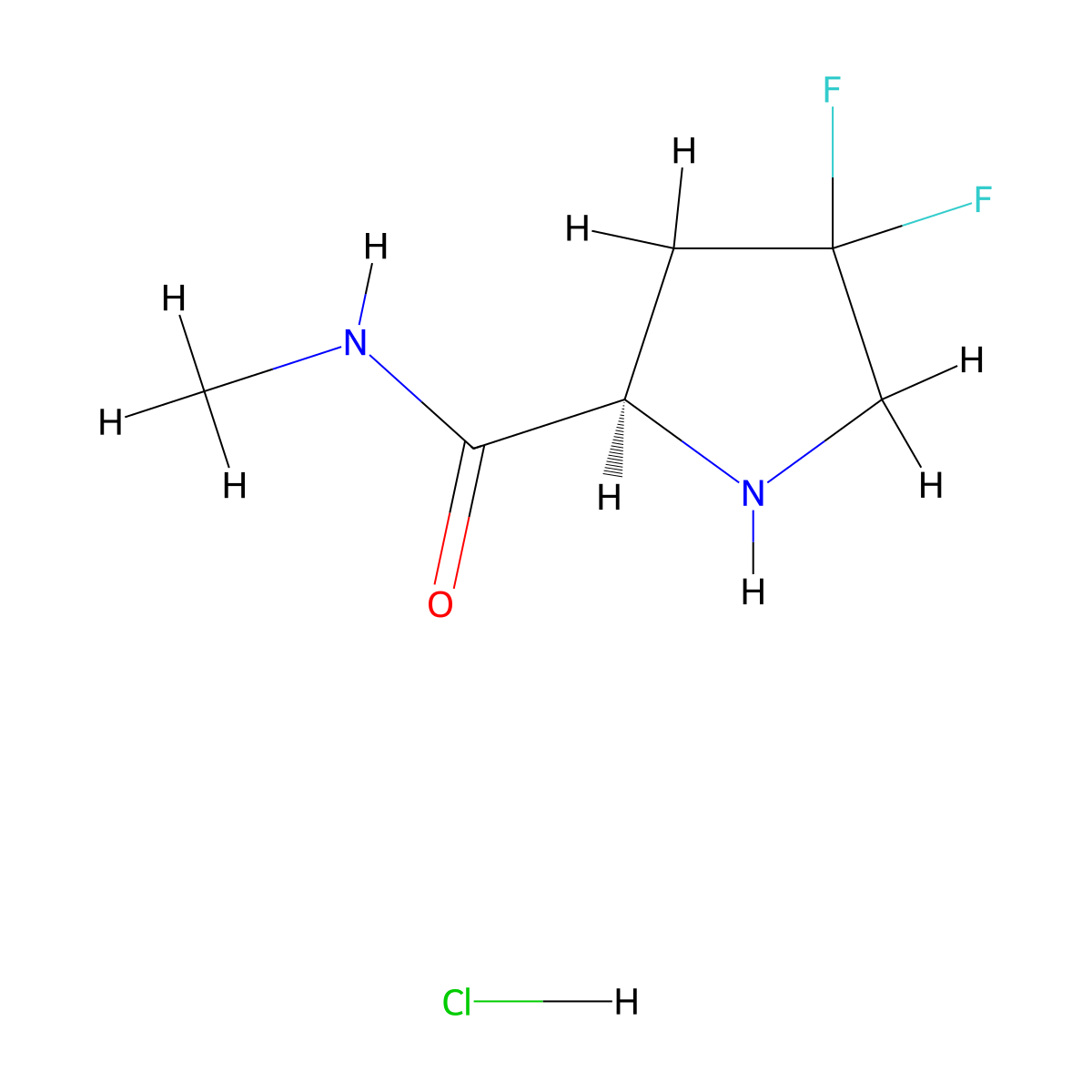 (2R)-4,4-difluoro-N-methylpyrrolidine-2-carboxamidehydrochloride molecular structure, CAS 2728726-29-0