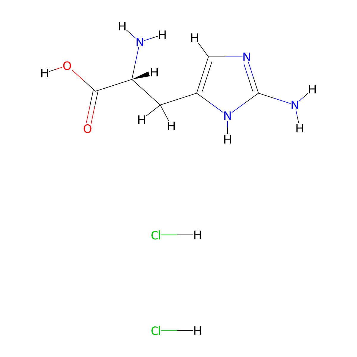 (2R)-2-amino-3-(2-amino-1H-imidazol-4-yl)propanoic acid dihydrochloride molecular structure, CAS 2728726-34-7