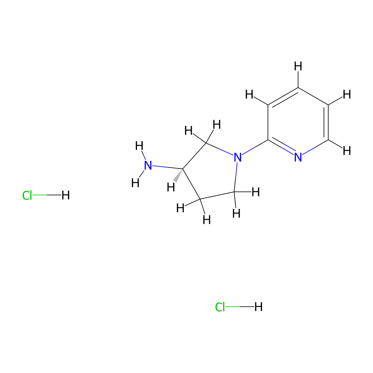 (3R)-1-(pyridin-2-yl)pyrrolidin-3-aminedihydrochloride molecular structure, CAS 2728726-71-2