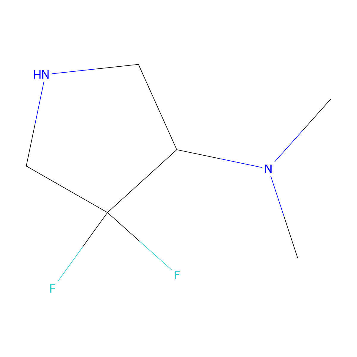 (3R)-4,4-difluoro-N,N-dimethylpyrrolidin-3-amine molecular structure, CAS 2728727-08-8