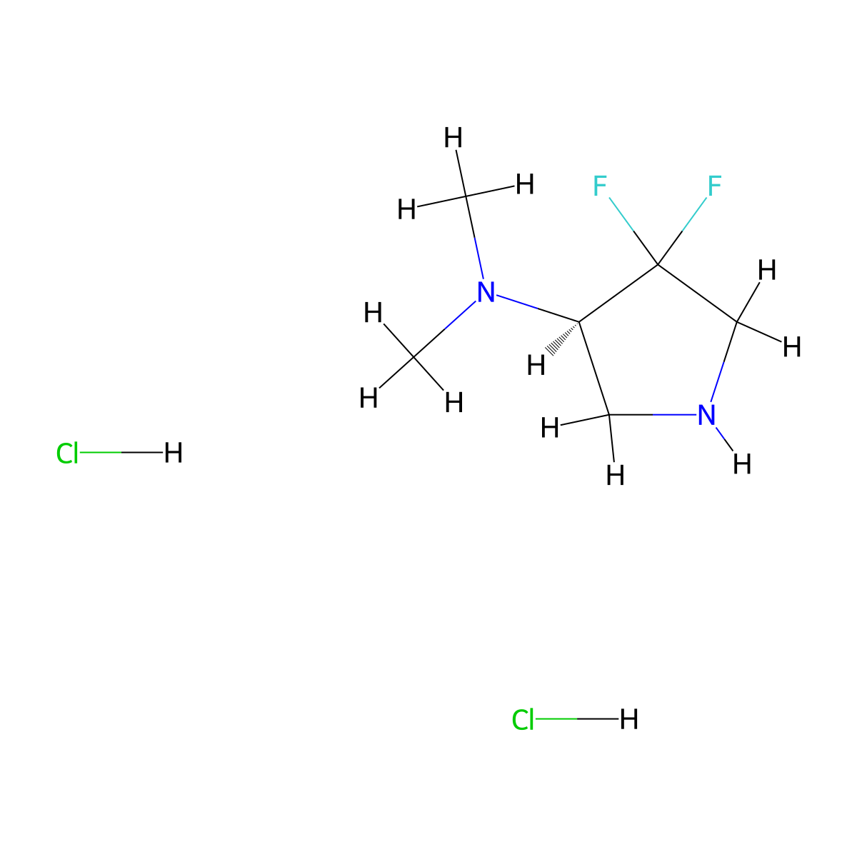 (3R)-4,4-difluoro-N,N-dimethylpyrrolidin-3-aminedihydrochloride molecular structure, CAS 2728727-09-9
