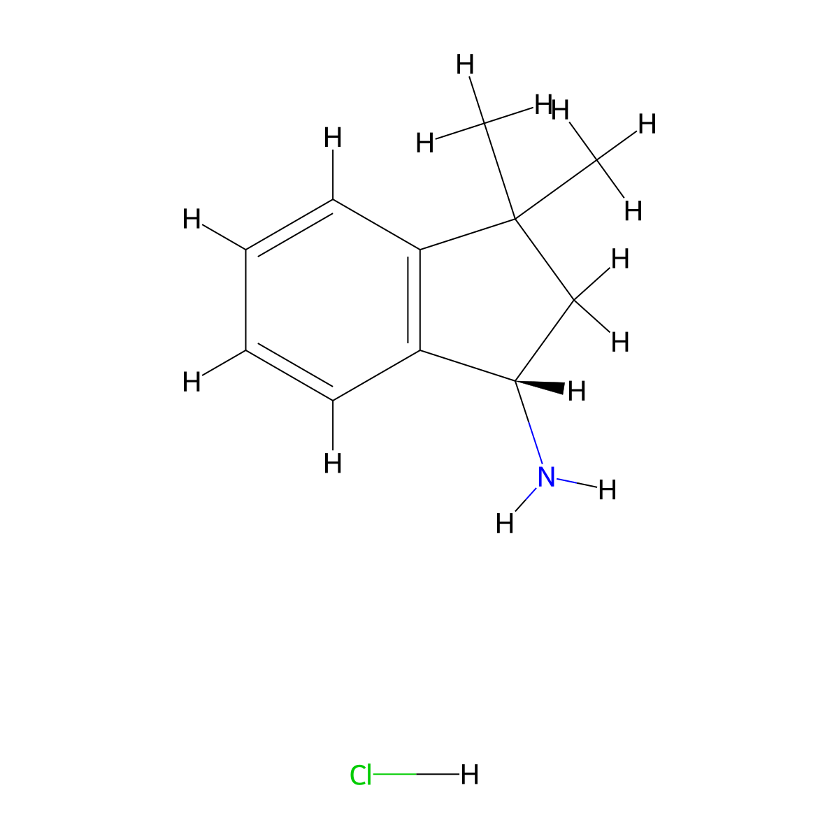 (1S)-3,3-dimethyl-2,3-dihydro-1H-inden-1-amine hydrochloride molecular structure, CAS 2728727-18-0
