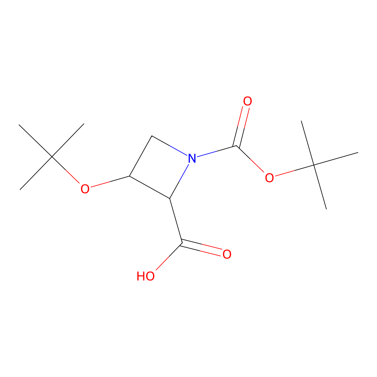 (2S,3R)-3-(tert-Butoxy)-1-Boc-azetidine-2-carboxylic Acid molecular structure, CAS 2728727-37-3