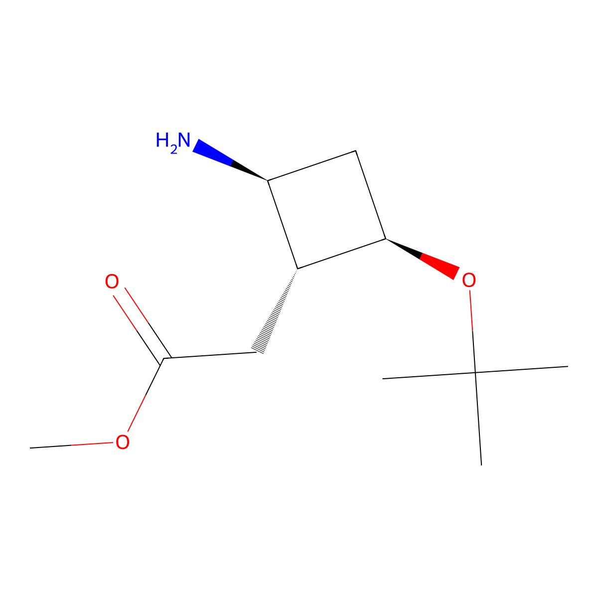 methyl 2-[(1R,2S,4R)-2-amino-4-(tert-butoxy)cyclobutyl]acetate molecular structure, CAS 2728727-80-6