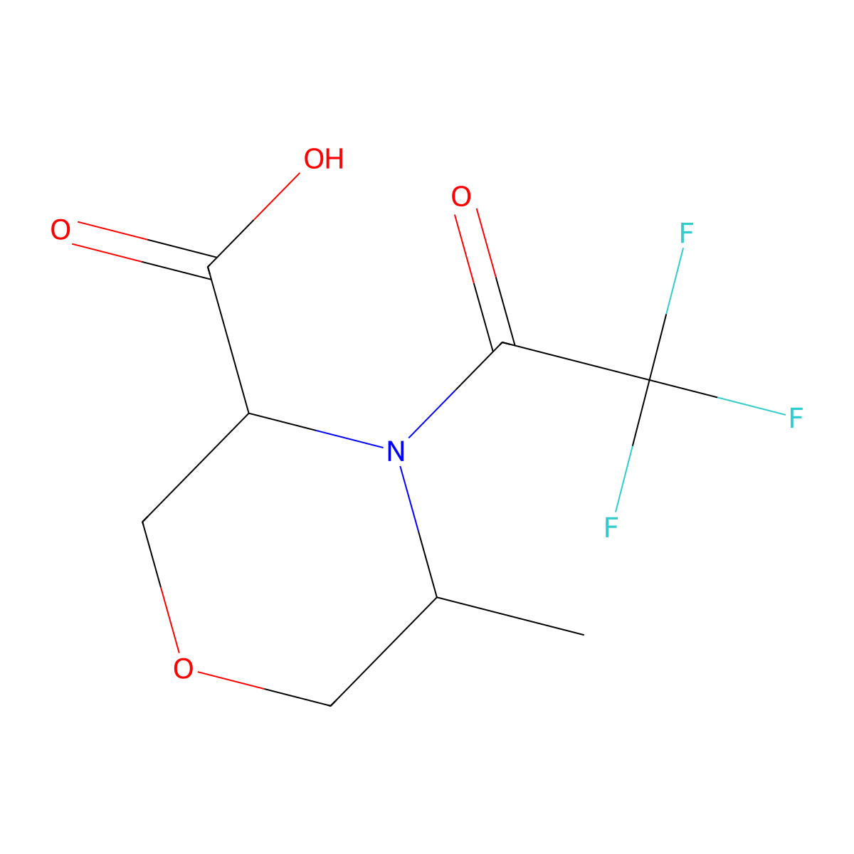 (3R,5R)-5-methyl-4-(2,2,2-trifluoroacetyl)morpholine-3-carboxylic acid molecular structure, CAS 2728727-81-7
