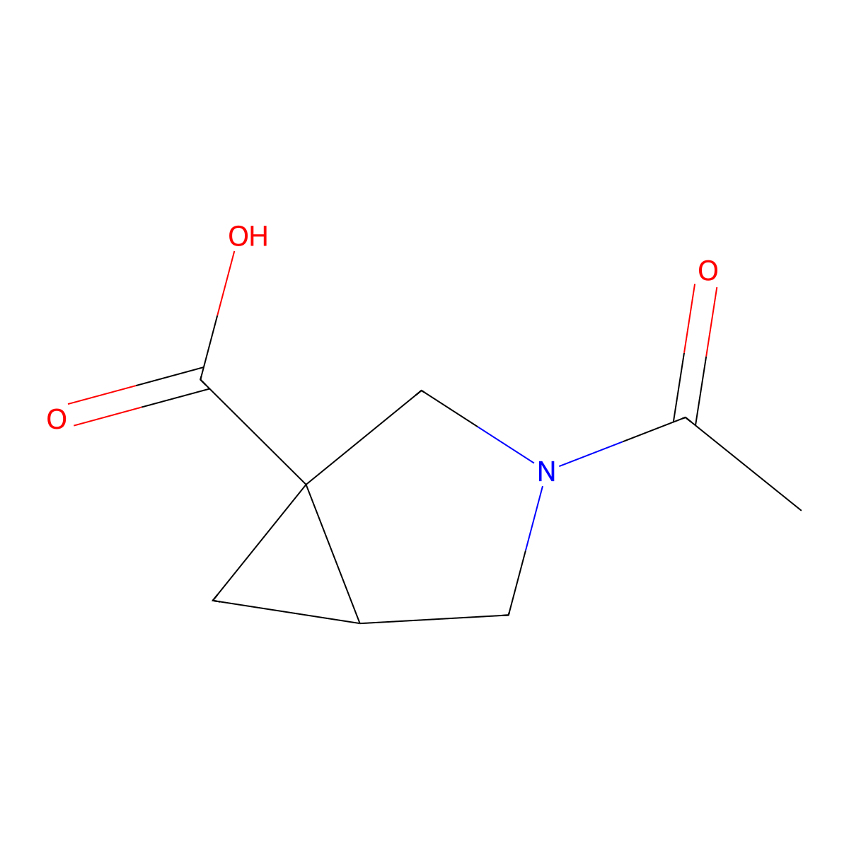 (1R,5R)-3-acetyl-3-azabicyclo[3.1.0]hexane-1-carboxylic acid molecular structure, CAS 2728727-94-2