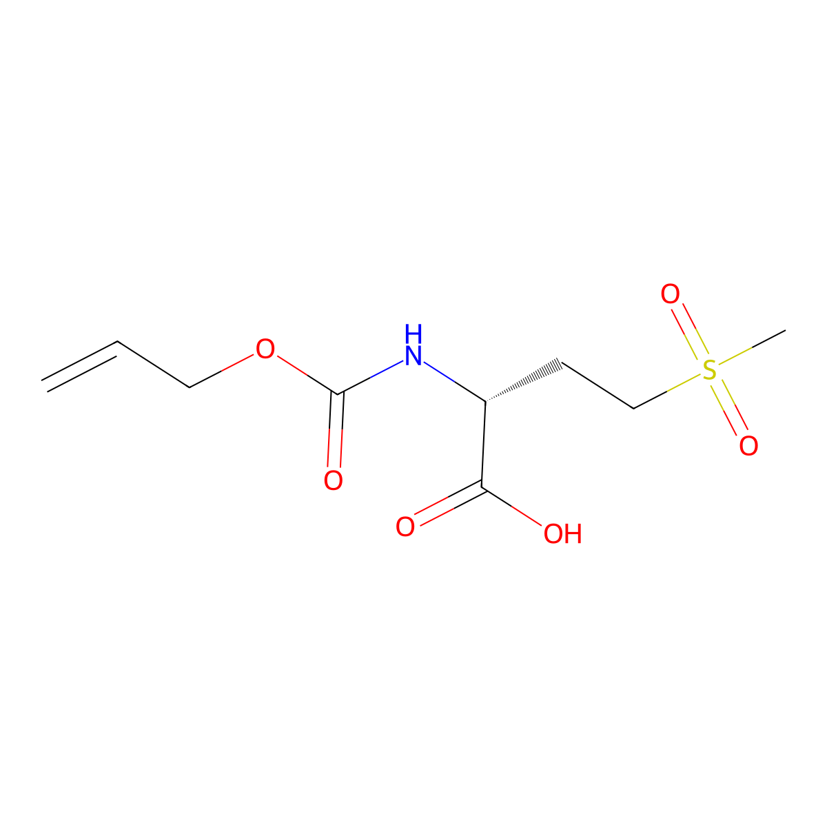 rel-(2R)-4-methanesulfonyl-2-{[(prop-2-en-1-yloxy)carbonyl]amino}butanoic acid molecular structure, CAS 2728728-06-9