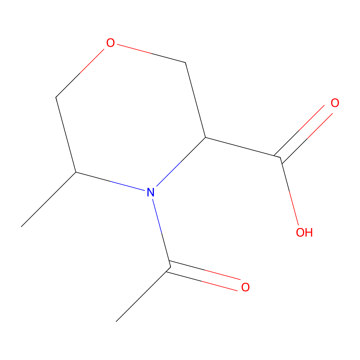 (3R,5R)-4-acetyl-5-methylmorpholine-3-carboxylic acid molecular structure, CAS 2728728-07-0