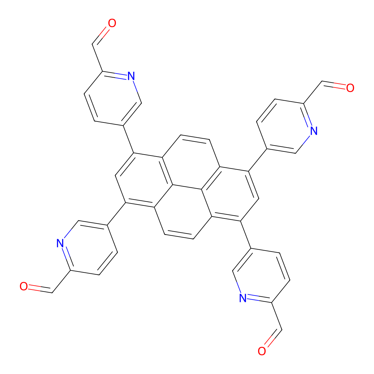 5,5',5'',5'''-(Pyrene-1,3,6,8-tetrayl)tetrapicolinaldehyde molecular structure, CAS 2728746-50-5