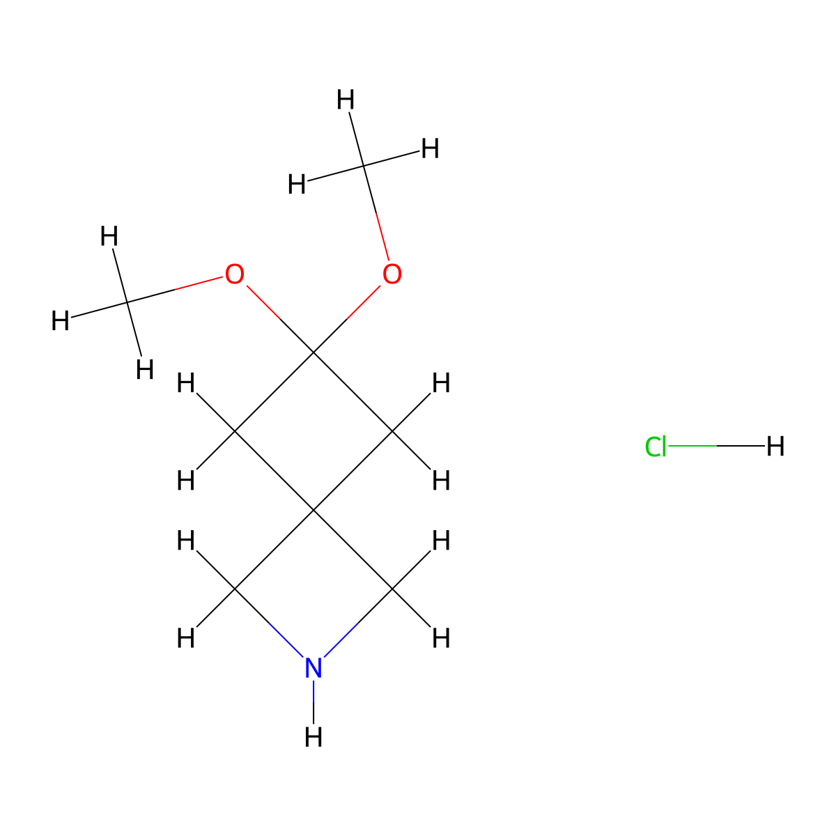 6,6-Dimethoxy-2-azaspiro[3.3]heptane hydrochloride molecular structure, CAS 2728760-04-9