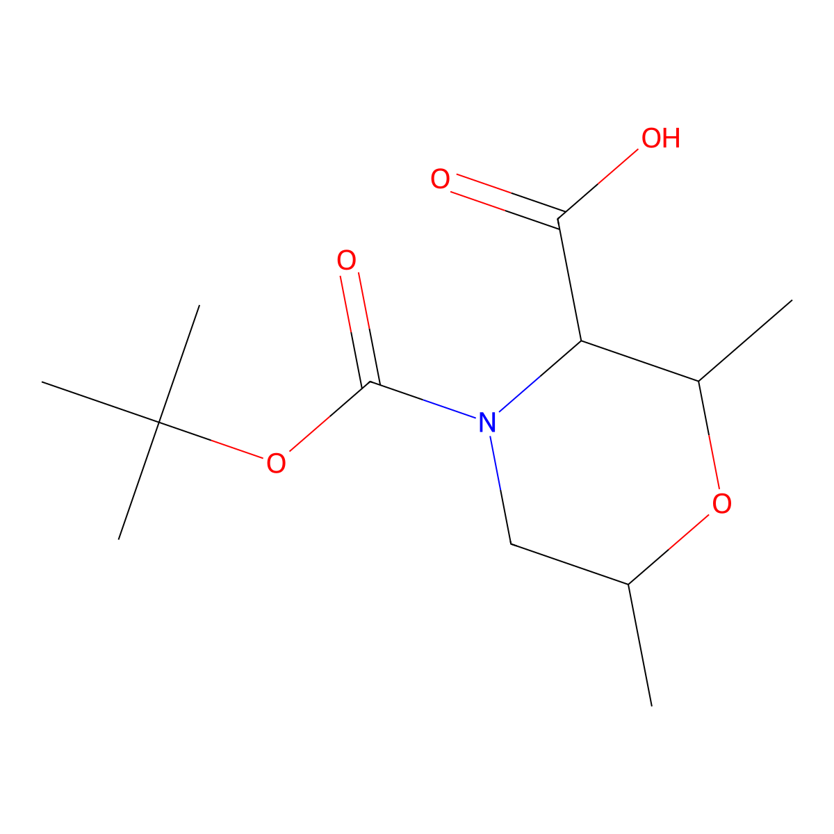 (2R,6S)-4-[(tert-butoxy)carbonyl]-2,6-dimethylmorpholine-3-carboxylic acid molecular structure, CAS 2728766-32-1