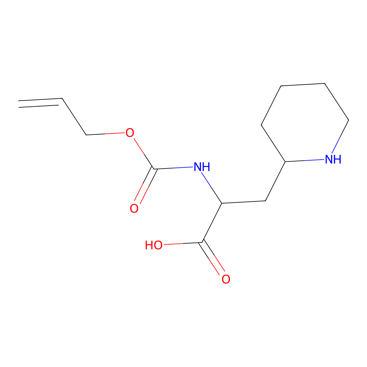 (2R)-3-(piperidin-2-yl)-2-{[(prop-2-en-1-yloxy)carbonyl]amino}propanoic acid molecular structure, CAS 2728779-95-9