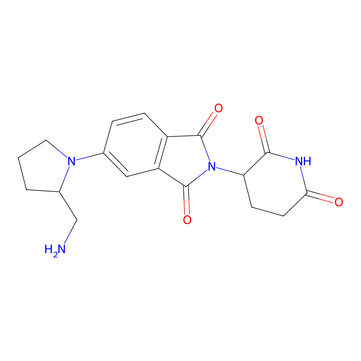 5-[(2R)-2-(aminomethyl)pyrrolidin-1-yl]-2-(2,6-dioxopiperidin-3-yl)-2,3-dihydro-1H-isoindole-1,3-dione molecular structure, CAS 2728780-02-5