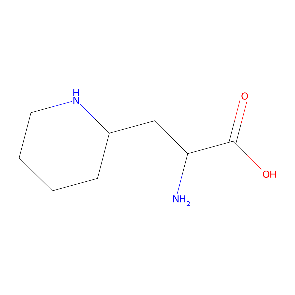 (2R)-2-amino-3-(piperidin-2-yl)propanoic acid molecular structure, CAS 2728780-51-4