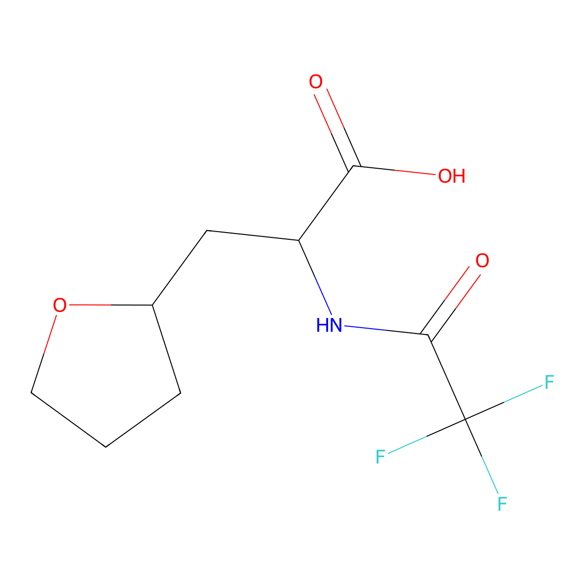 3-[(2S)-oxolan-2-yl]-2-(2,2,2-trifluoroacetamido)propanoic acid molecular structure, CAS 2728861-67-2