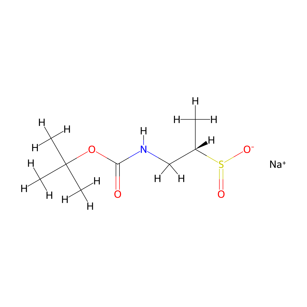 sodium(2S)-1-{[(tert-butoxy)carbonyl]amino}propane-2-sulfinate molecular structure, CAS 2728862-85-7
