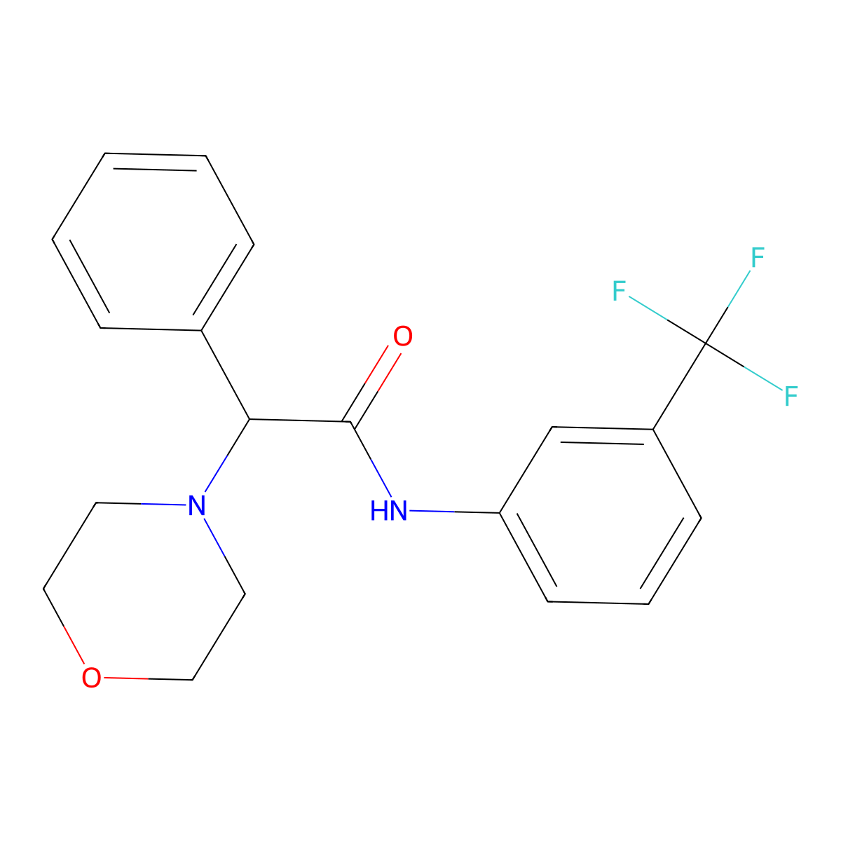 2-morpholin-4-yl-2-phenyl-N-[3-(trifluoromethyl)phenyl]acetamide molecular structure, CAS 2729-82-0