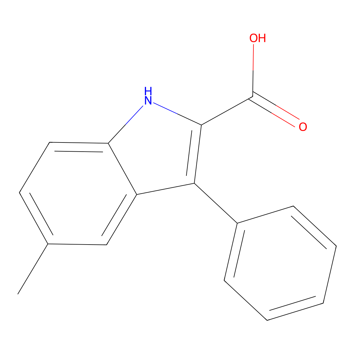 5-Methyl-3-phenyl-1H-indole-2-carboxylic acid molecular structure, CAS 27294-03-7