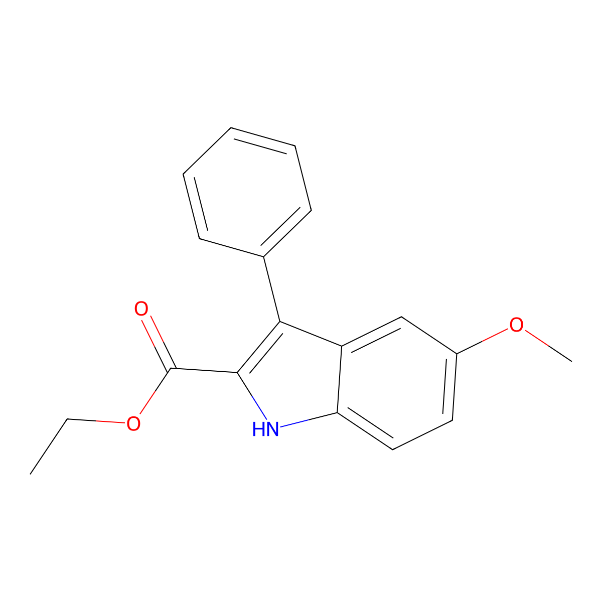 ethyl 5-methoxy-3-phenyl-1H-indole-2-carboxylate molecular structure, CAS 27294-08-2