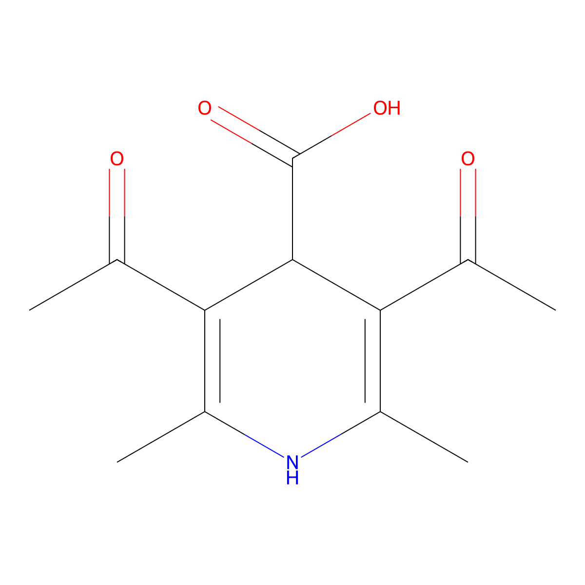 3,5-Diacetyl-2,6-dimethyl-1,4-dihydropyridine-4-carboxylic acid molecular structure, CAS 27296-06-6