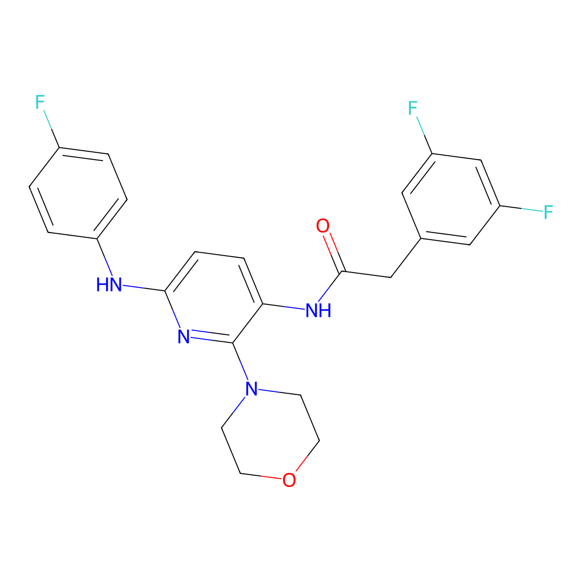 2-(3,5-difluorophenyl)-N-[6-(4-fluoroanilino)-2-morpholin-4-yl-3-pyridinyl]acetamide molecular structure, CAS 2729996-51-2