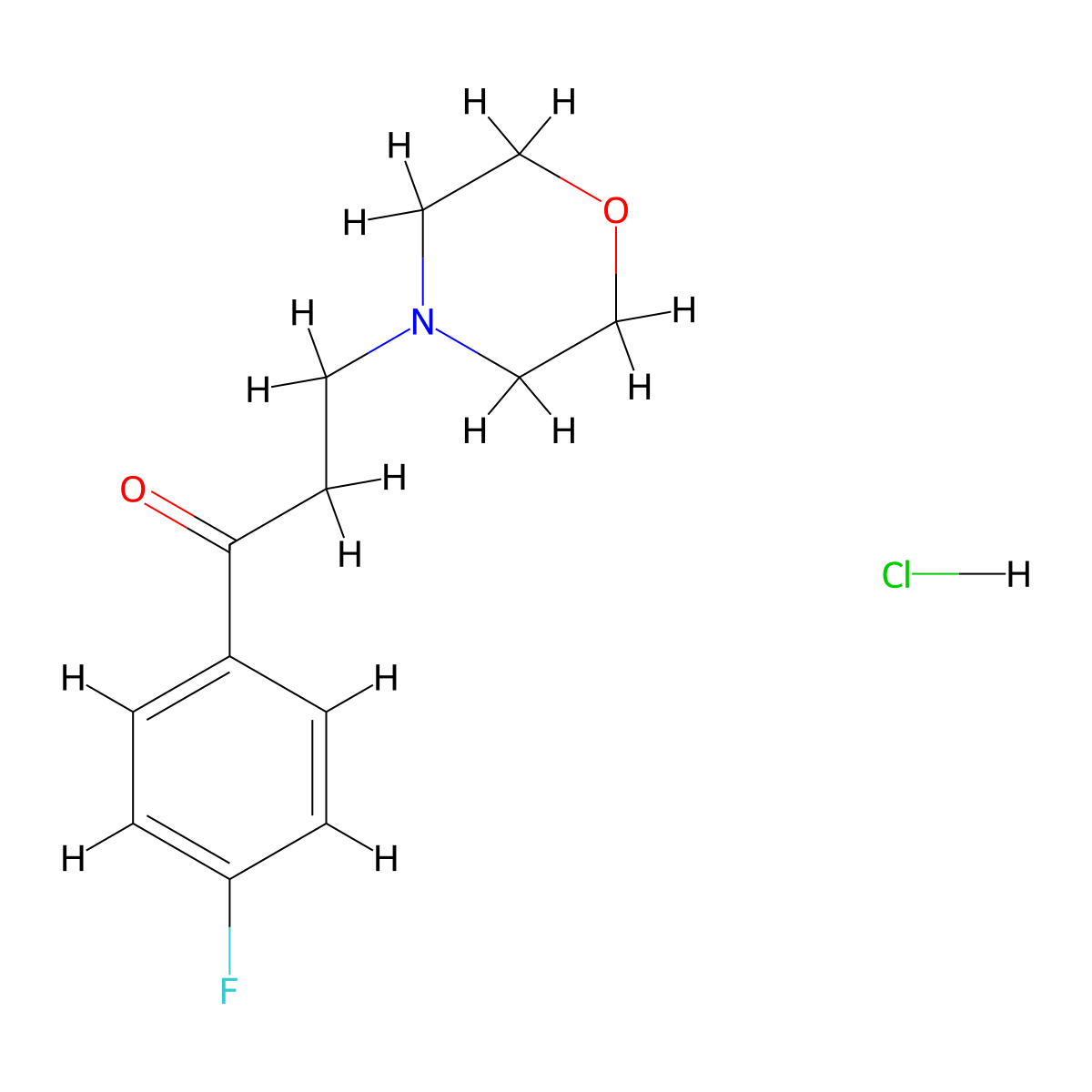 Propiophenone, 4'-fluoro-3-morpholino-, hydrochloride molecular structure, CAS 2730-27-0