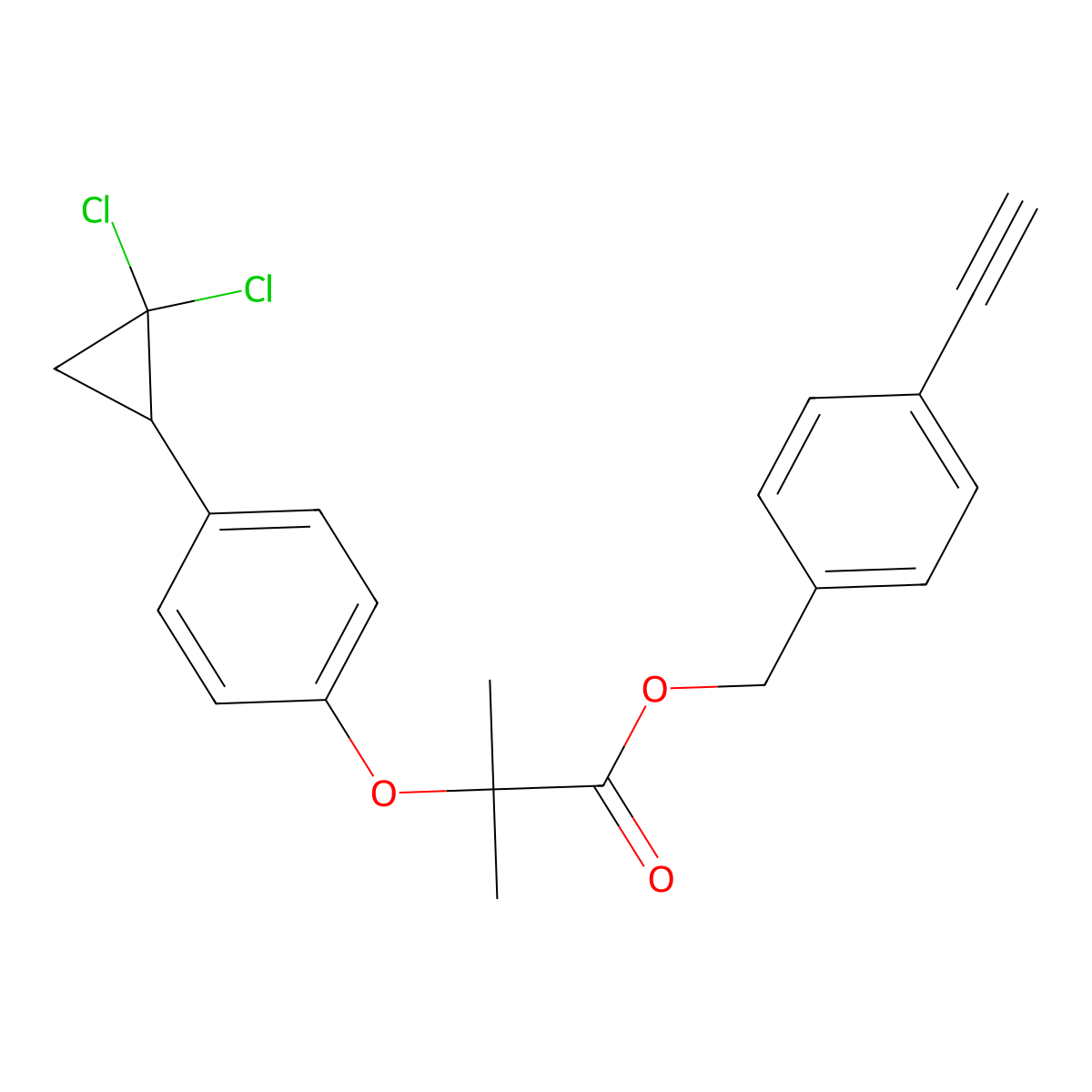 4-Ethynylbenzyl 2-(4-(2,2-dichlorocyclopropyl)phenoxy)-2-methylpropanoate molecular structure, CAS 2730075-27-9