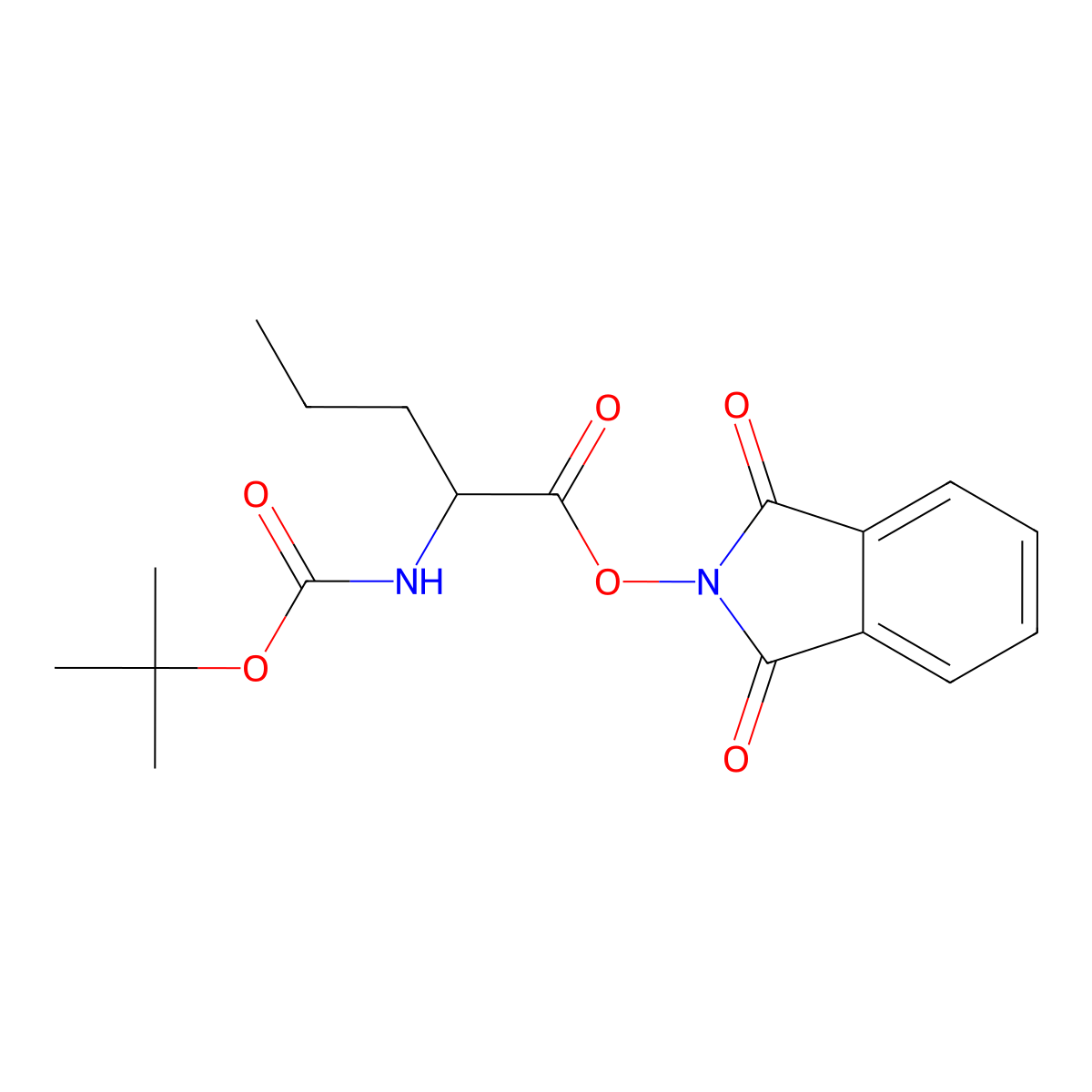 1,3-dioxo-2,3-dihydro-1H-isoindol-2-yl 2-(((tert-butoxy)carbonyl)amino)pentanoate molecular structure, CAS 2730077-60-6